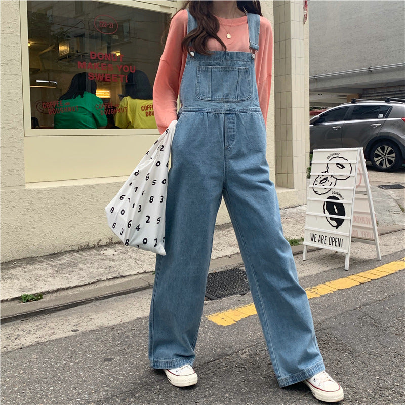 Fashion Denim Suspender Pants For Women