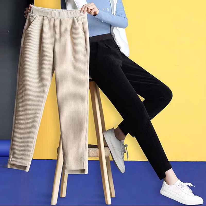 Pants Women New Korean Version Of Loose Pants Feet Harem Pants Women's Nine-Point Pants Old Pants Corduroy Carrot Pants