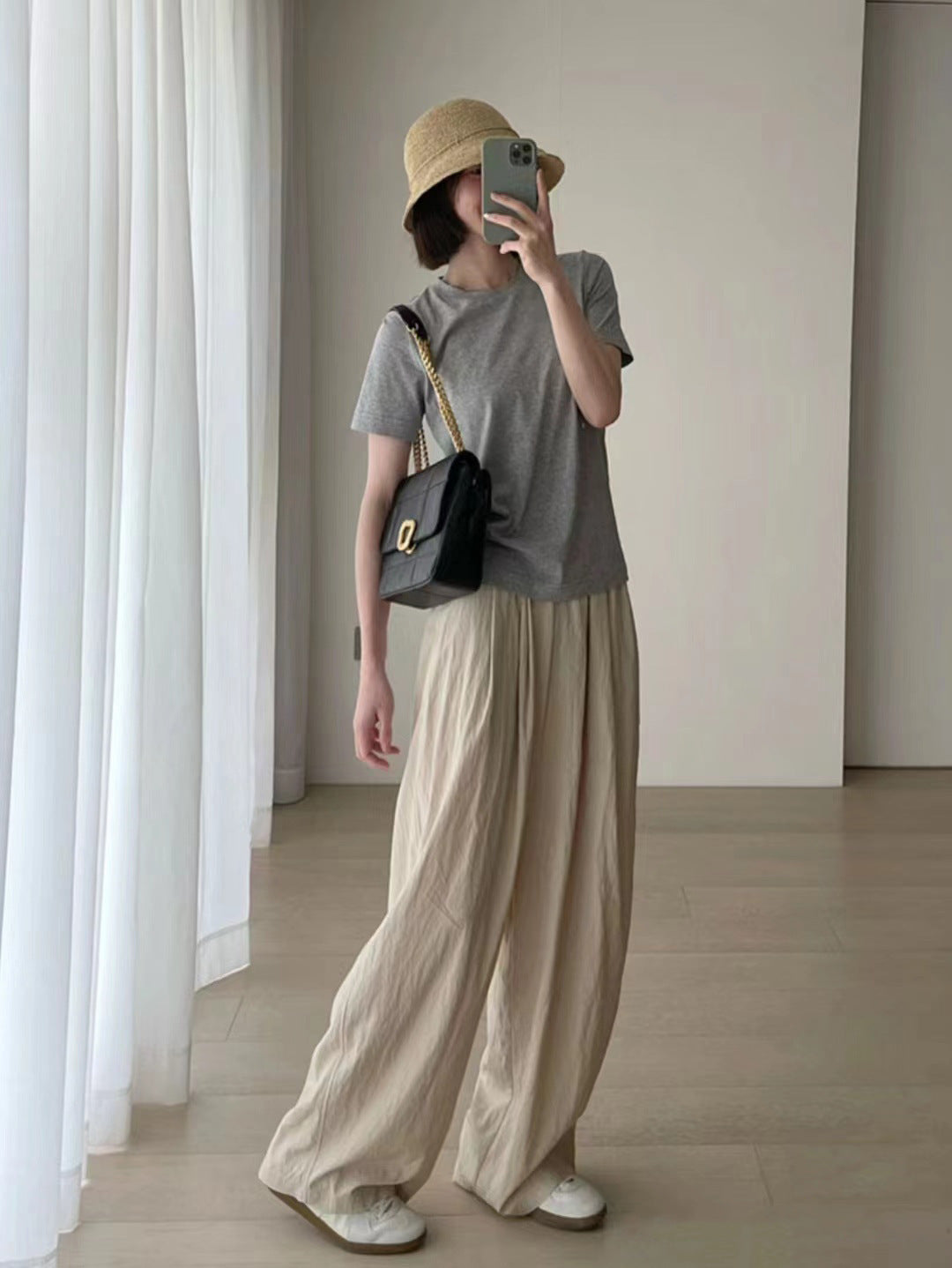 Tight Waist Loose Wide Leg Pants Casual Pants For Women