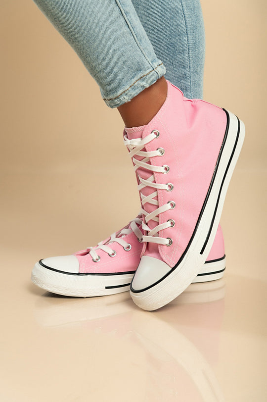 High-top canvas sneakers, pink