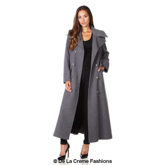 Wool Blend Double Breasted Maxi Coat