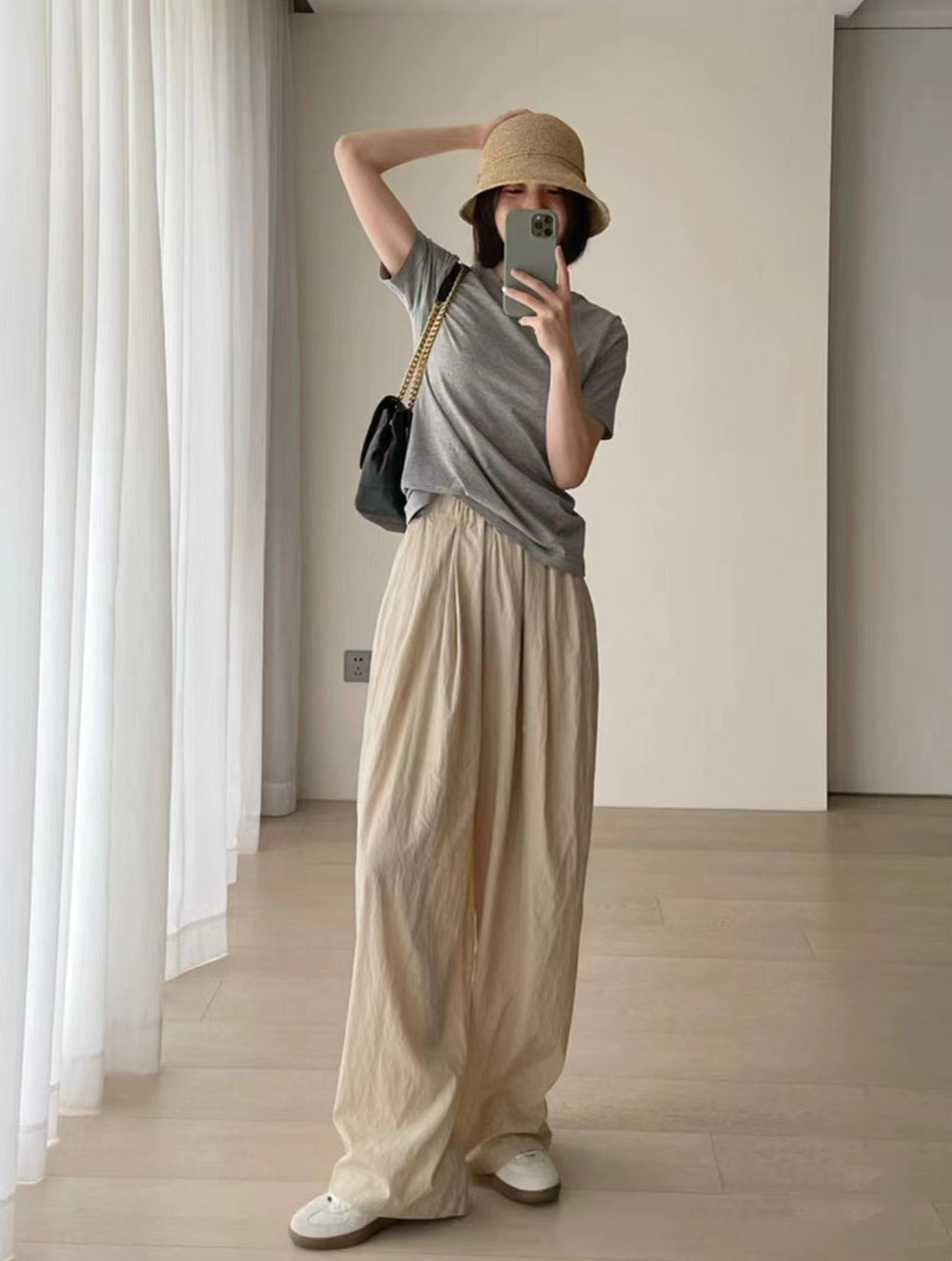 Tight Waist Loose Wide Leg Pants Casual Pants For Women