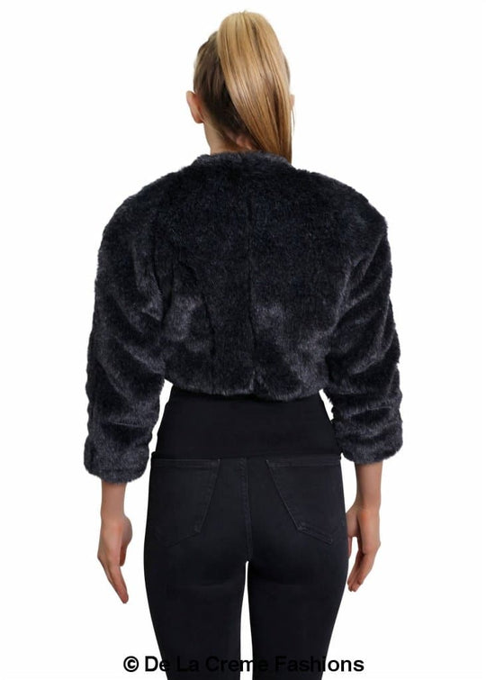 Open Front Faux Fur Bolero