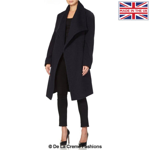 De La Creme Womens Wool Blend Large Lapel Duster Coat