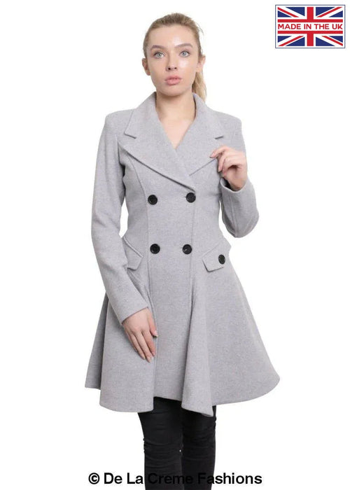 Wool Blend Double Breasted Skater Coat